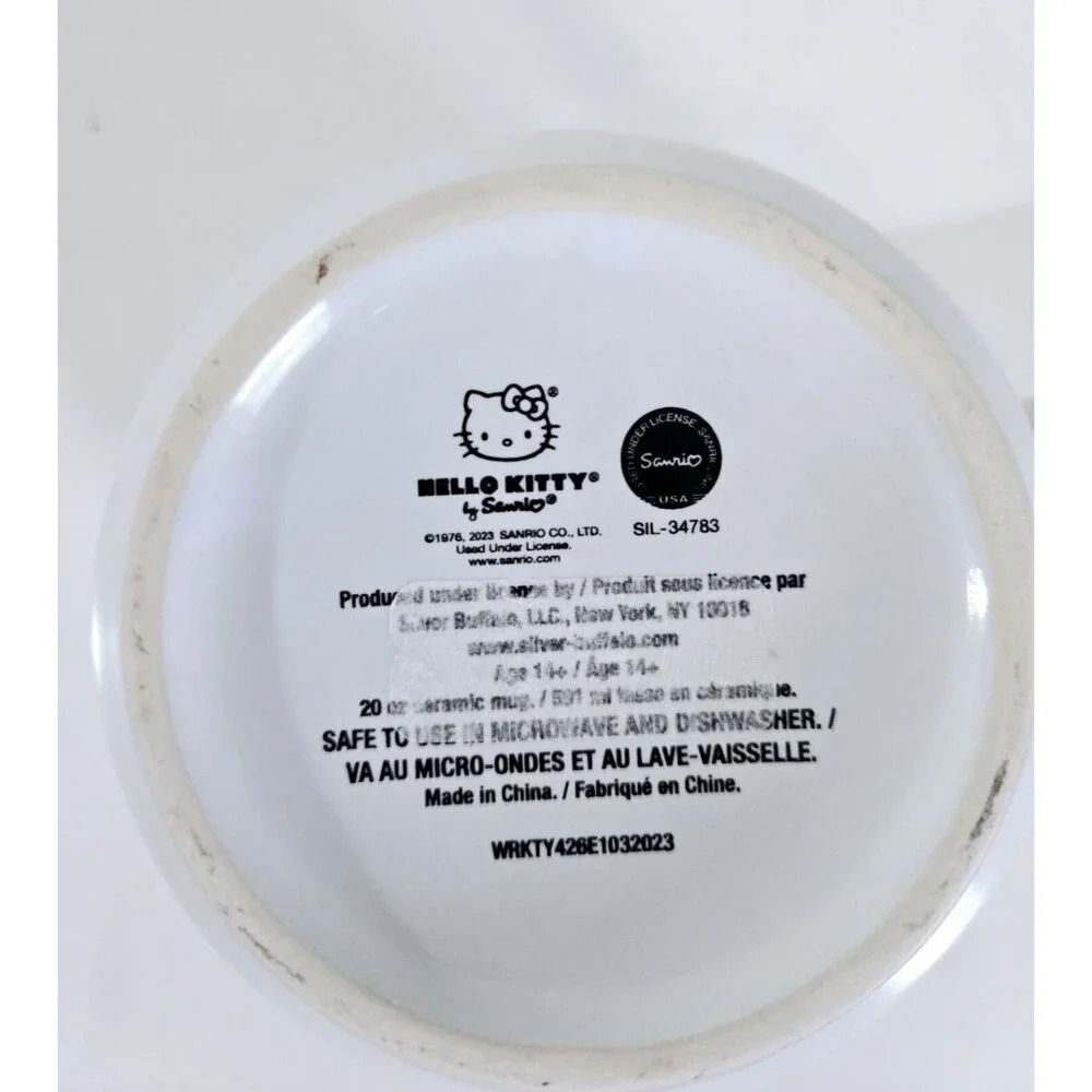 New Stylish Hello Kitty Coffee Mug, Hot or Cold, White & Red, 20fl oz - Picture 6 of 7